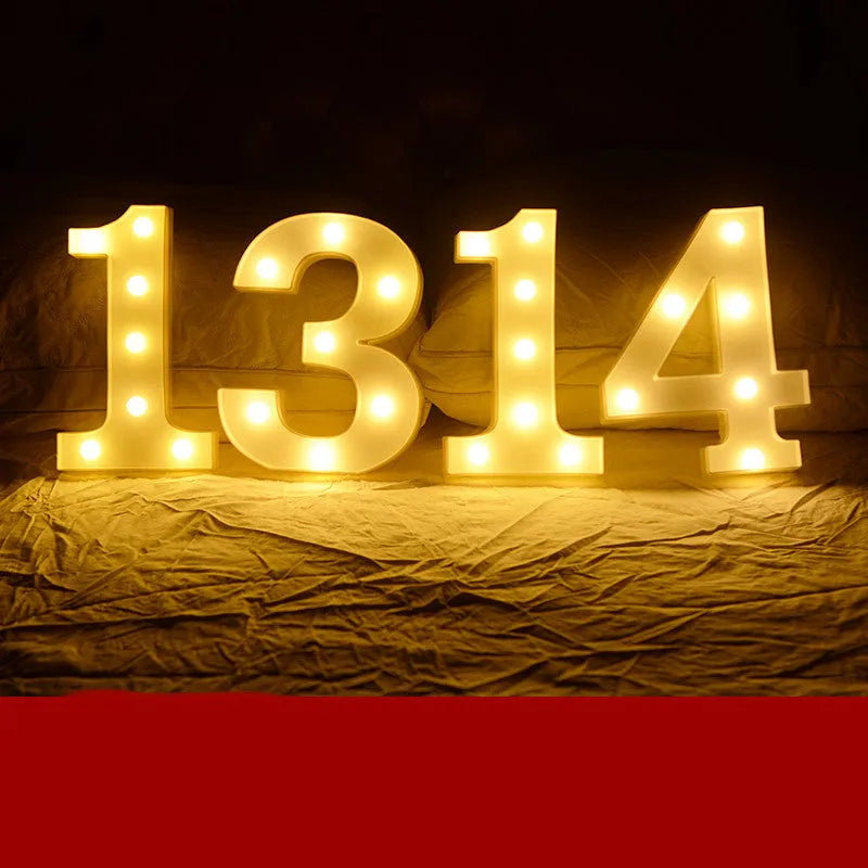 Plastic LED alphabet letter light spelling a message for a birthday or proposal.
