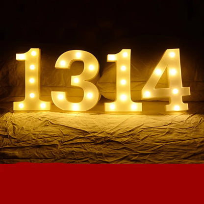 Plastic LED alphabet letter light spelling a message for a birthday or proposal.