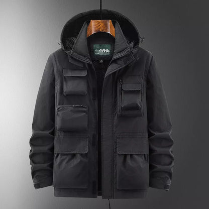 Outdoor Shell Jacket Overalls Jacket in Black, Army Green, Khaki with size patch pocket