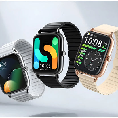 HAYLOU RS4 Plus smartwatch in Black with AMOLED display showing fitness stats