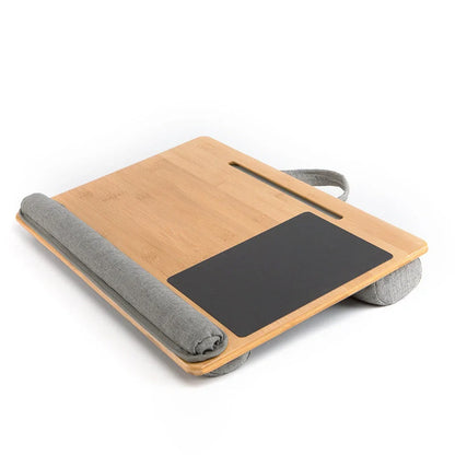 Japanese-style bamboo lap desk with fabric top in small and large sizes