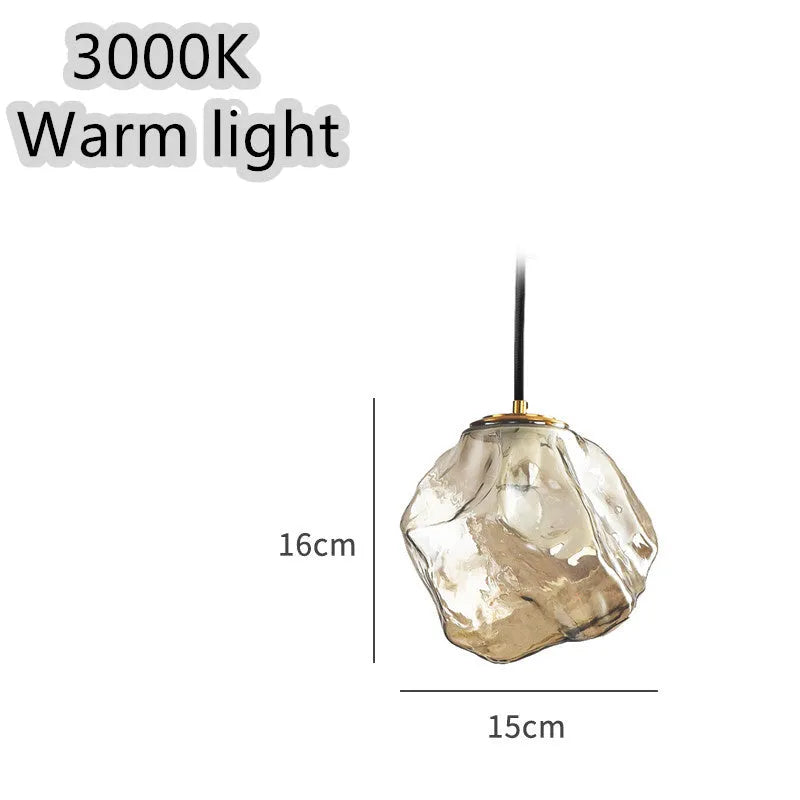 Glass ice cube chandelier in smoky grey, cognac or clear with black hanging wire, 11W-15W LED, 4000K