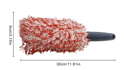 Long handled ultra-fine fibre wheel brush car wash brush for alloy wheel cleaning, available in blue, black, or red