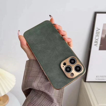 Leather texture phone case in solid colour options for iPhone models with TPU interior