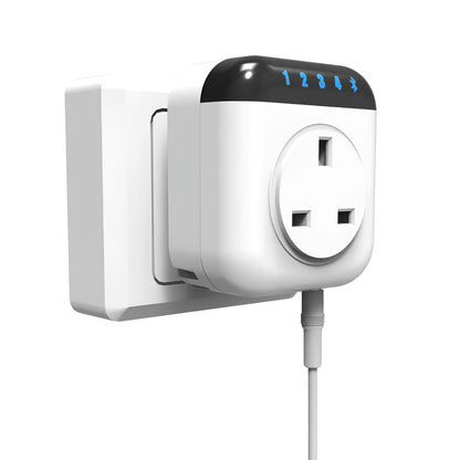 White Tuya smart temperature control socket with three US outlets and temperature sensor probe