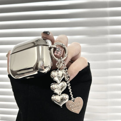 Electroplated solid colour heart pendant charm on a soft TPU iPhone case for 12, 3, Pro, Pro2 models