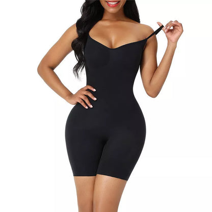 Body-shaping corset in black, skin color, or brown with belly contracting and chest support features
