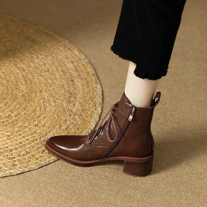 Women's black French pointy toe short tube boots with 13cm shaft height and 5.5cm heel