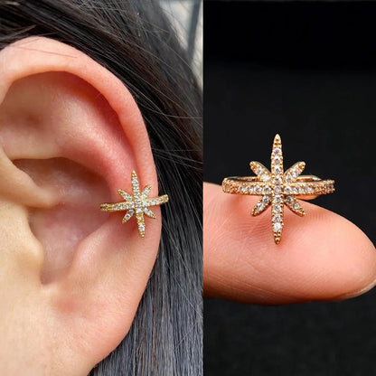 Butterfly flower inlaid zircon pierced earrings in gold or silver copper for women
