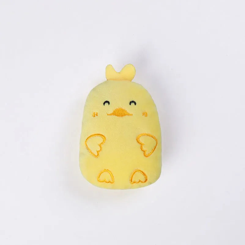 Interactive catnip plush toy with squeaker for chewing and play