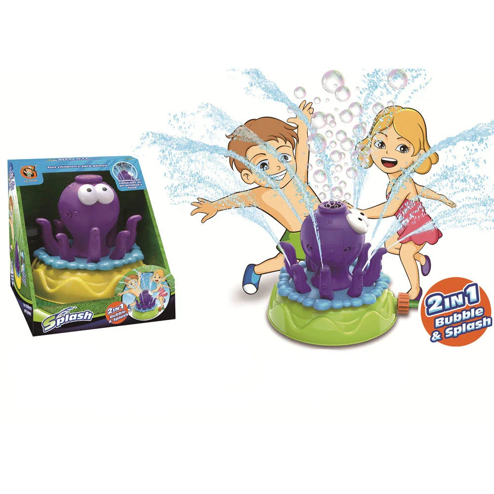 Colorful outdoor water sprinkler toy with cactus-shaped design for kids to enjoy in the backyard
