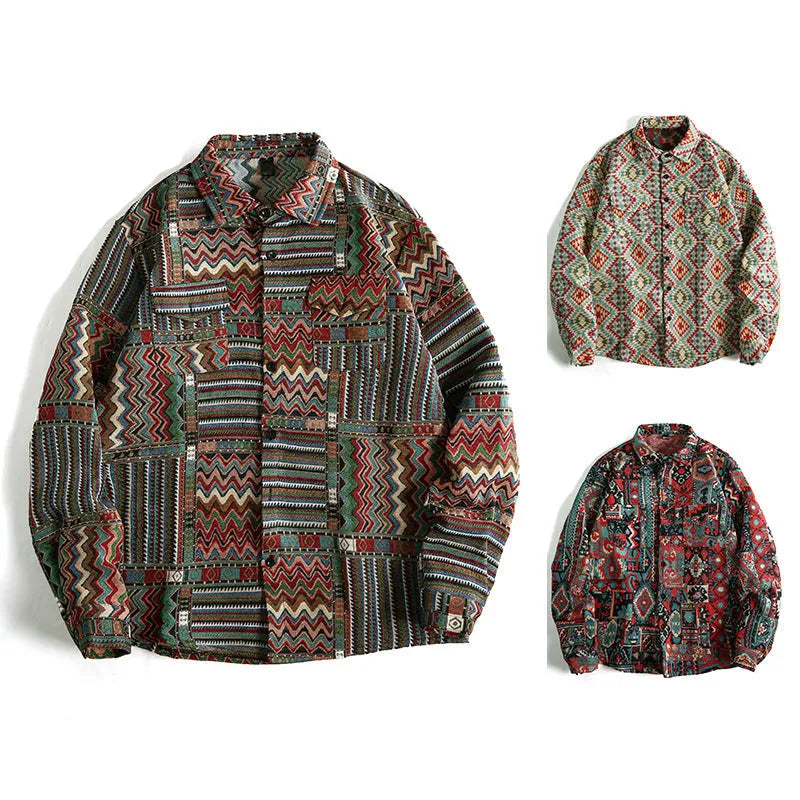 Men's Polyester Jacquard Pattern Long Sleeve Cardigan Slim Fit Casual Top Sizes S to 2XL Available in Three Colours