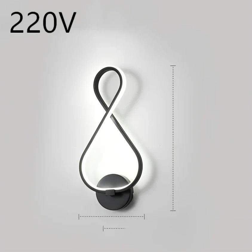 Nordic minimalist LED wall lamp in black with silicone shade, 220V for bedroom bedside use, 30000-hour lifespan