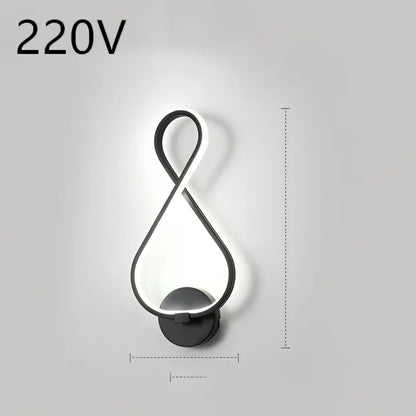 Nordic minimalist LED wall lamp in black with silicone shade, 220V for bedroom bedside use, 30000-hour lifespan