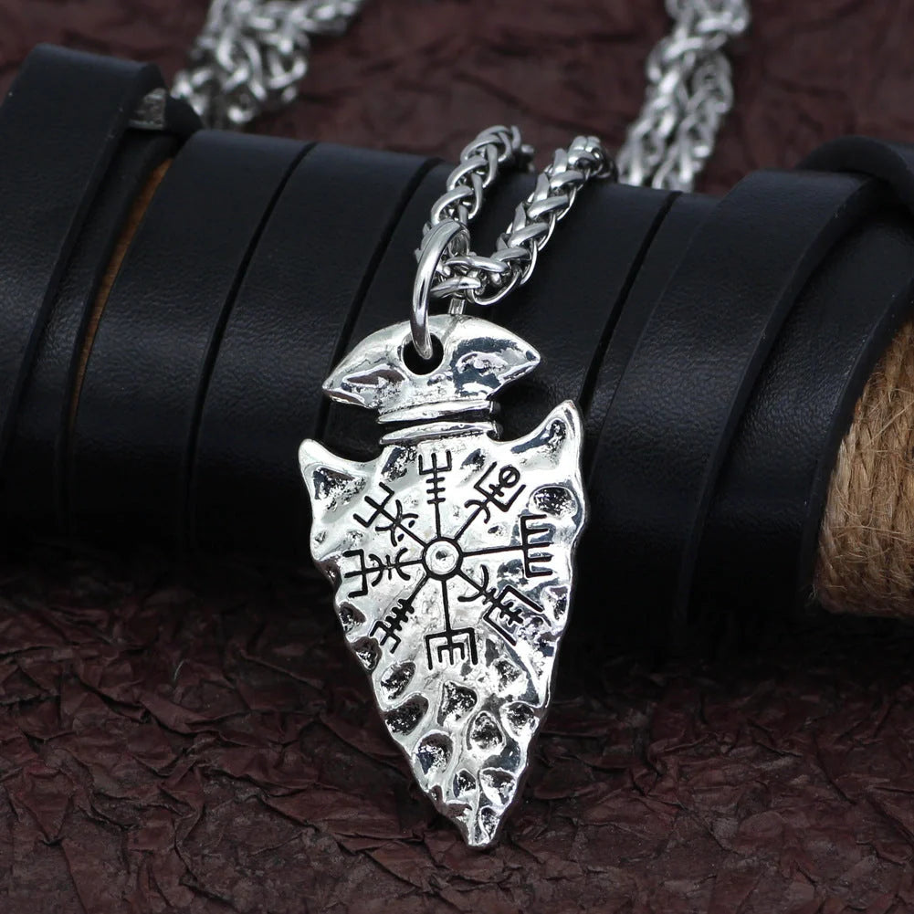 Stylish Alloy Compass Pendant Necklace in silver and ancient tin colors