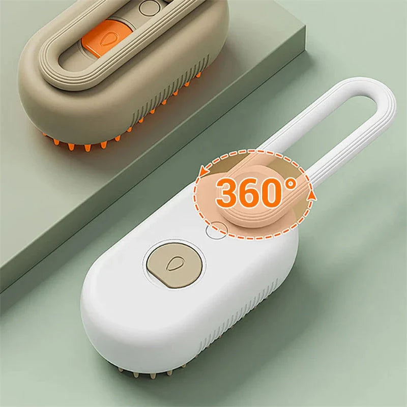 Versatile pet grooming brush with steam spray function for deep cleaning and rejuvenating your pet's coat