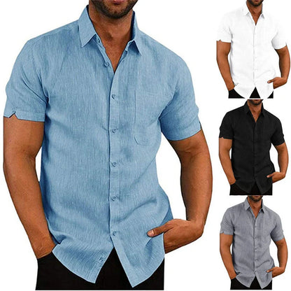 Men's short sleeve summer shirt in various colors with drop shoulder sleeve design