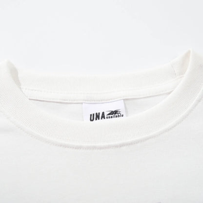Men's loose fit cotton t-shirt with fashion print in white and black colours