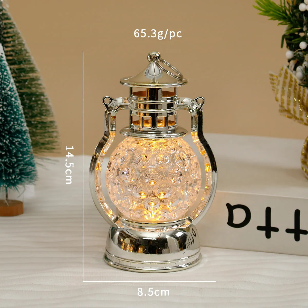 Gold retro oil lamp design LED night light measuring 14.5cm tall