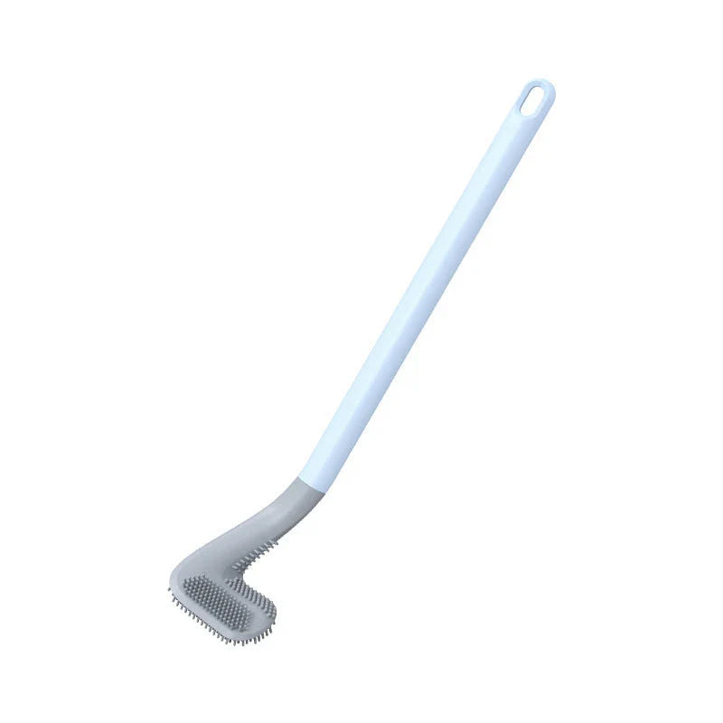 Wall-mounted toilet brush with flexible silicone bristles for easy, effective bathroom cleaning