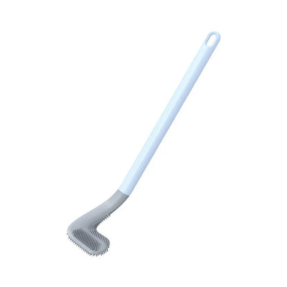 Wall-mounted toilet brush with flexible silicone bristles for easy, effective bathroom cleaning