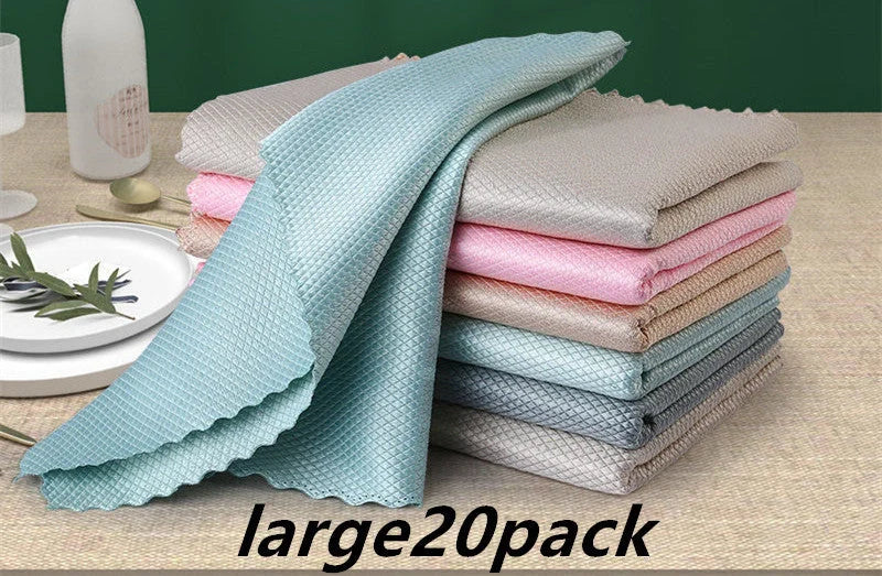Microfiber dish cloth set in random colors for quick drying and strong absorption