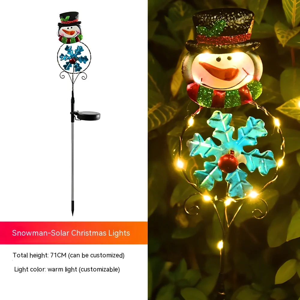 Solar Christmas LED ground light with Snowman design, 710mm height with ground spike