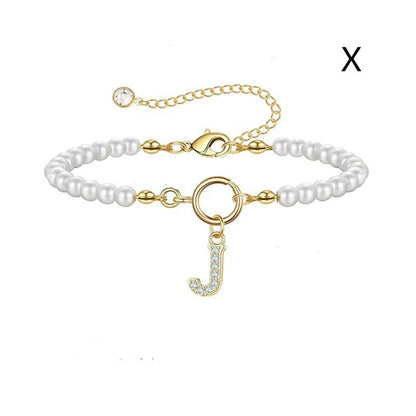 2024 fashion initial pearl bracelet for women with toggle clasp