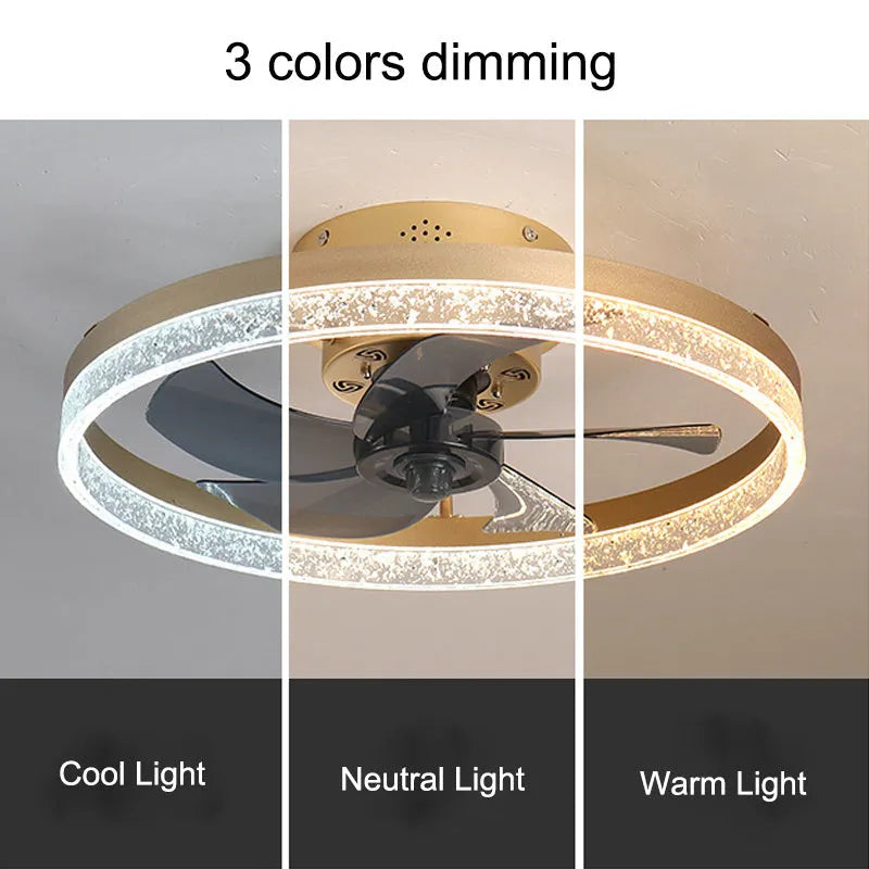 Nordic-style 50cm ceiling fan lamp with integrated LED light in a choice of colours.