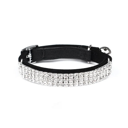 Red velvet cat collar with rhinestone detailing showing 1cm width and adjustable buckle for 20-30cm length fitting