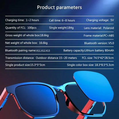 Bluetooth 5.0 smart sunglasses for sports and calls, waterproof and lightweight