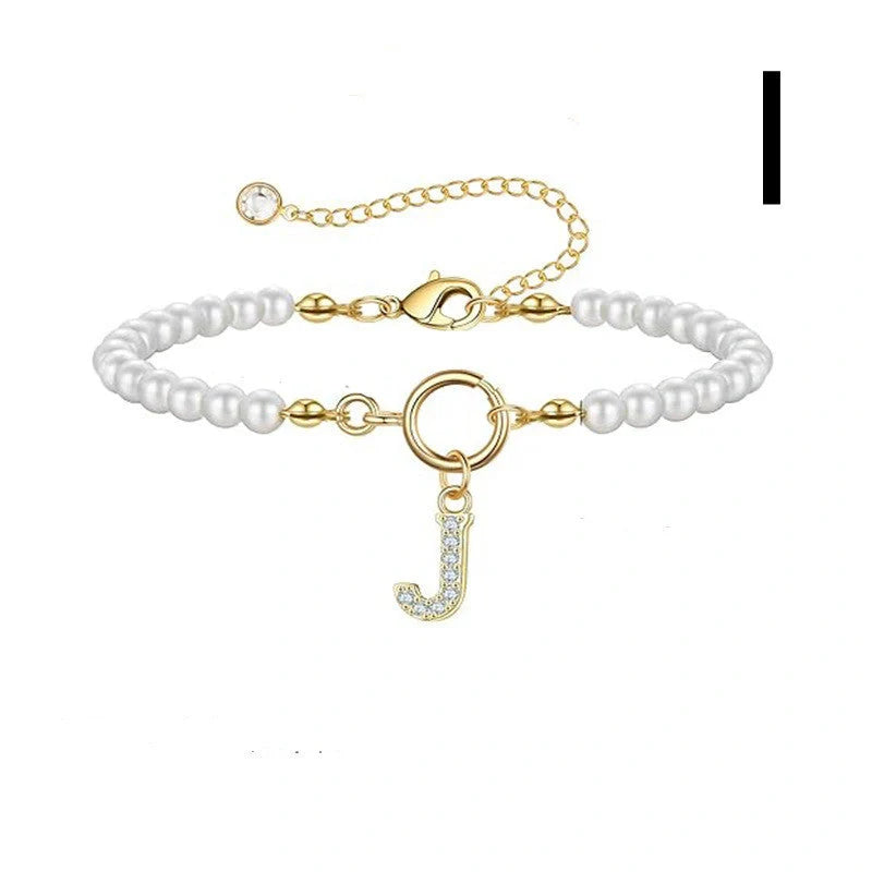 2024 fashion initial pearl bracelet for women with toggle clasp