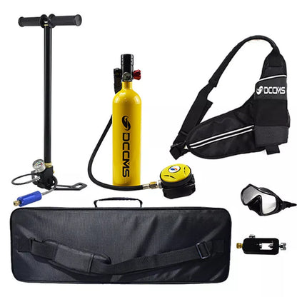 DCCMS Portable Diving Oxygen Tank in yellow and black, 260X90mm, 200 bar capacity