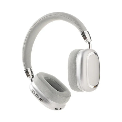 Bluetooth over-ear headset in dark black with 40mm subwoofer speaker, Type-C port, and PC ABS frame