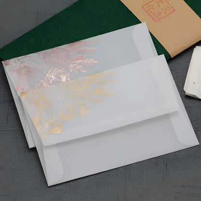 Sulfuric acid paper invitation cards with gold bronzing and matte finish, 12.5x17.6cm