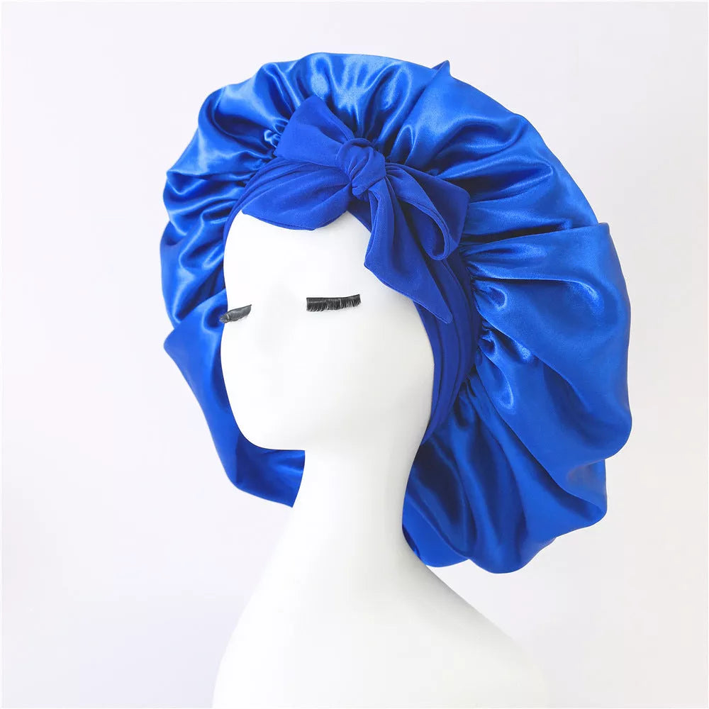 Double-layer silk bonnet for sleeping in various colors