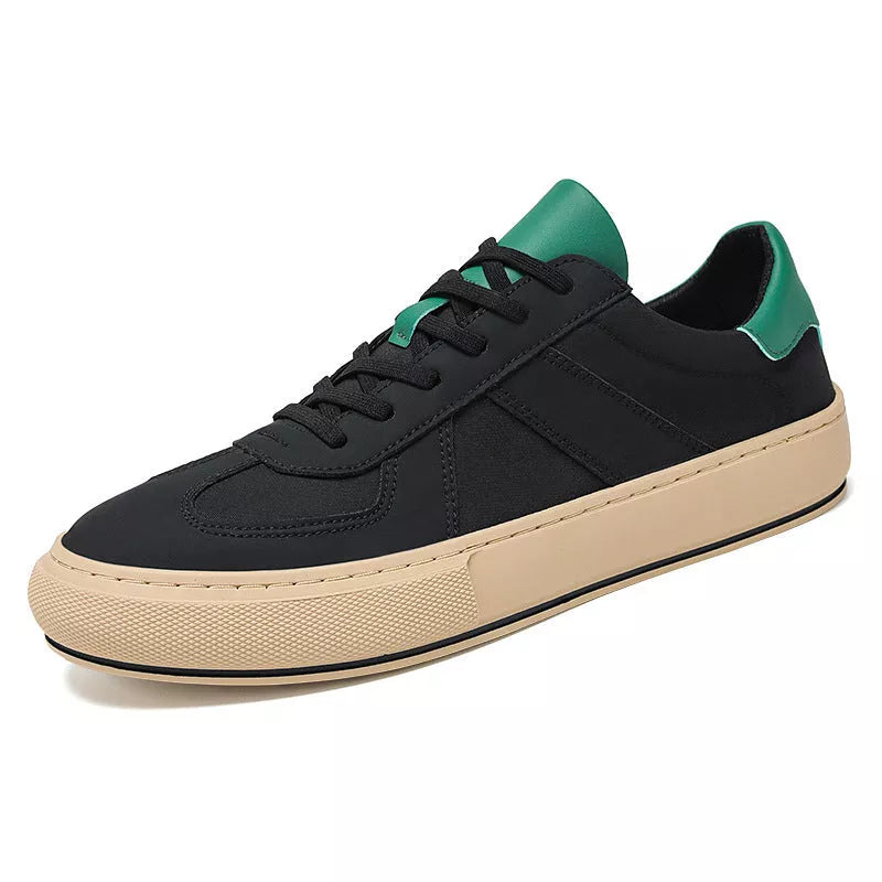 Men's casual ice silk slip-on shoes in white and black with rubber sole