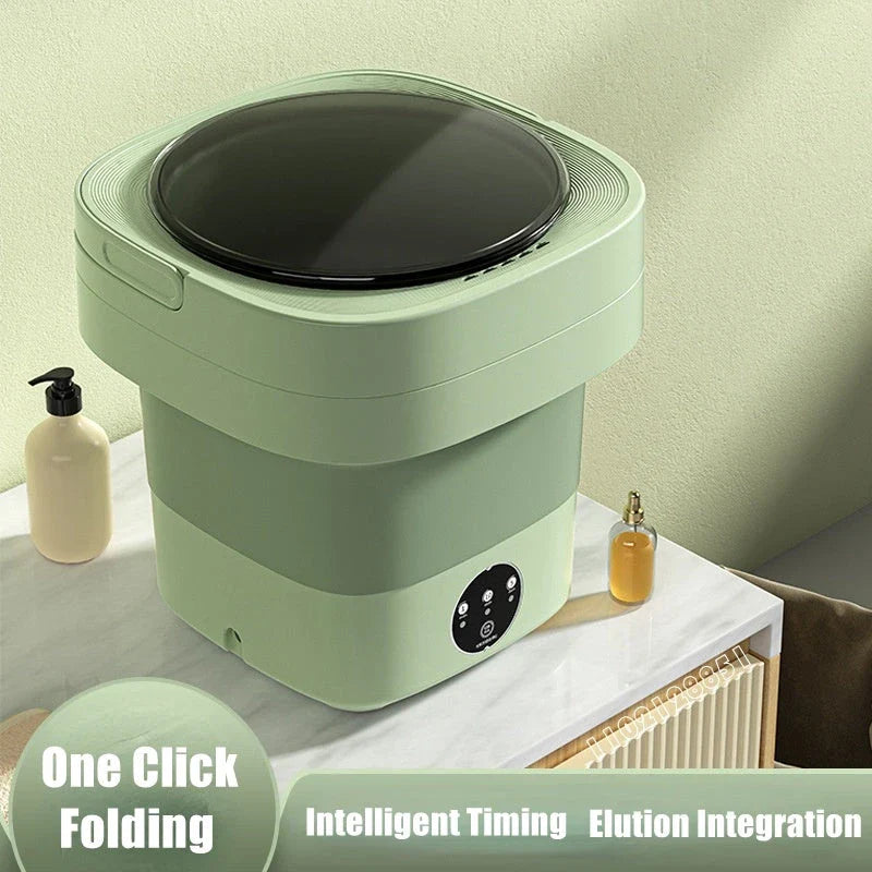 Compact, foldable portable washing machine with three timer settings and energy-efficient design