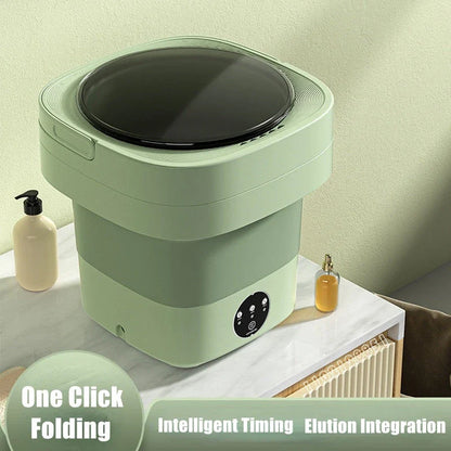 Compact, foldable portable washing machine with three timer settings and energy-efficient design