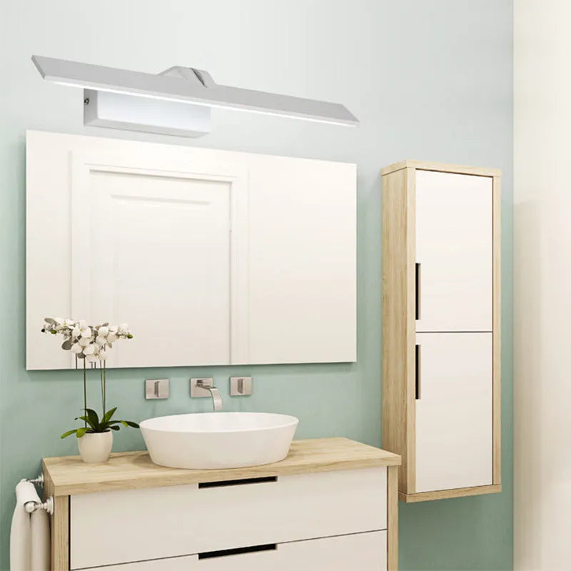 White LED mirror headlight with three-colour dimming for bathroom wall mounting, 520mm length