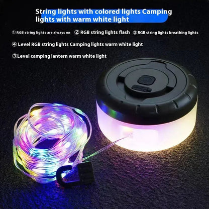 Rechargeable outdoor tent string lights with 30 LED beads on 8m cord