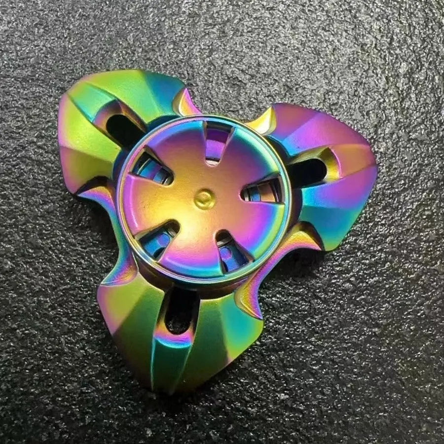 Alloy metal rotating fingertip gyro decompression toy in gun colour and colourful options