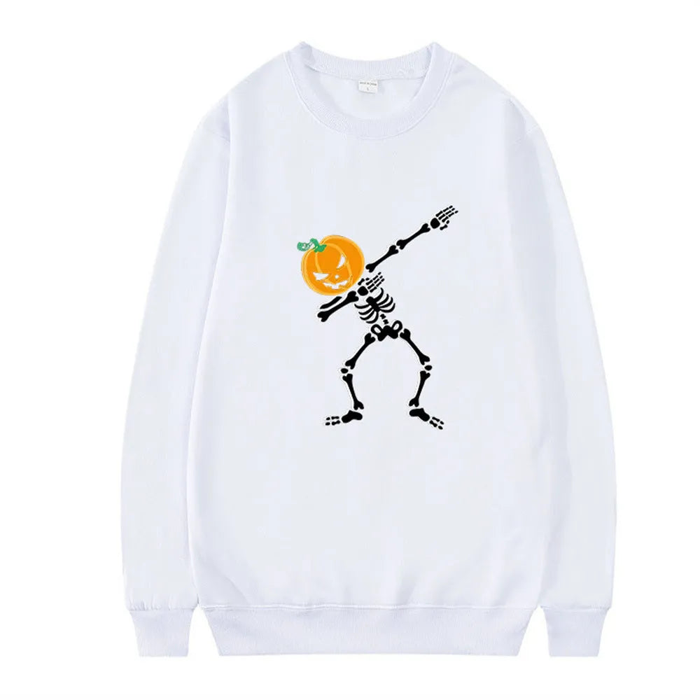Women's printed crew neck long-sleeve top in black, red, yellow, white, or orange red colours