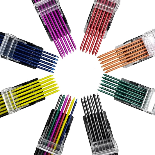 Plastic box containing 12 pieces of multi-coloured 0.5mm mechanical pencil lead refills