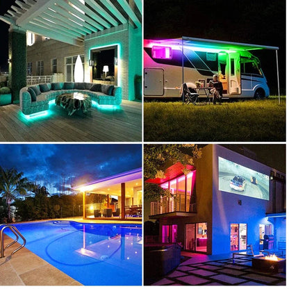 Bluetooth-controlled LED light string with 100 programmable lights in 10-metre length for custom lighting patterns