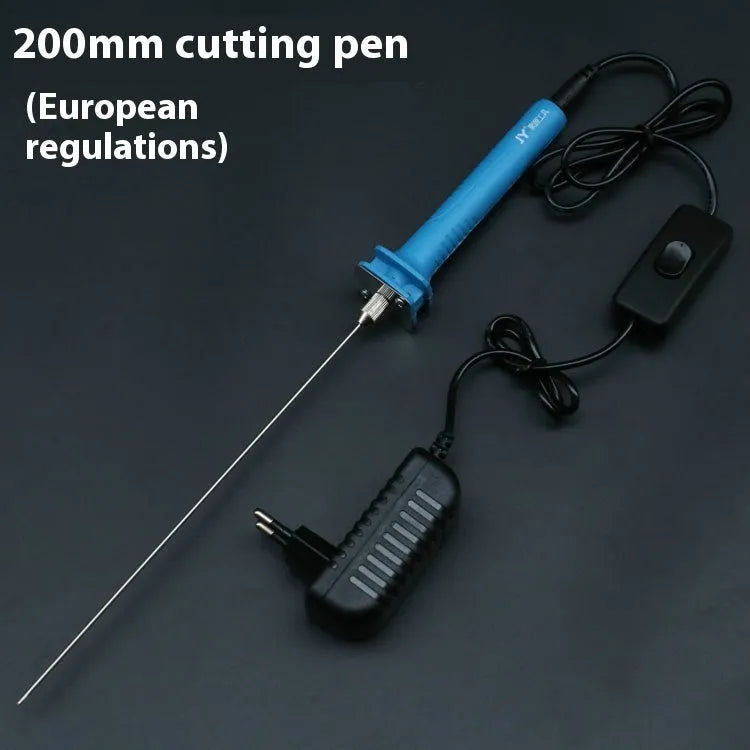 Blue plastic-handled electric heating cutter pen for cutting foam and pearl cotton.