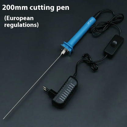 Blue plastic-handled electric heating cutter pen for cutting foam and pearl cotton.