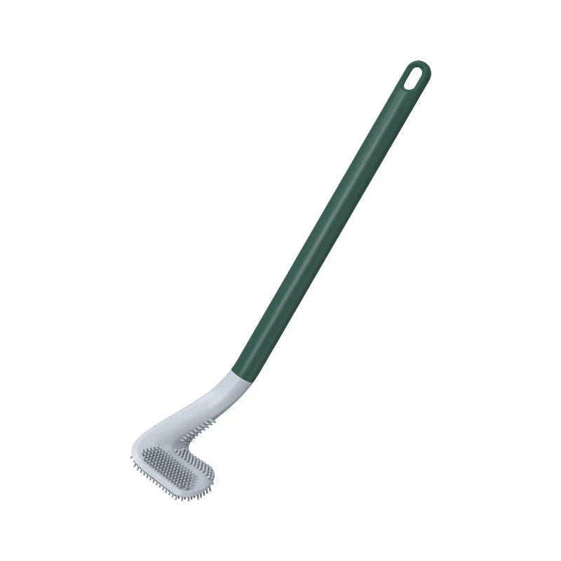 Wall-mounted toilet brush with flexible silicone bristles for easy, effective bathroom cleaning