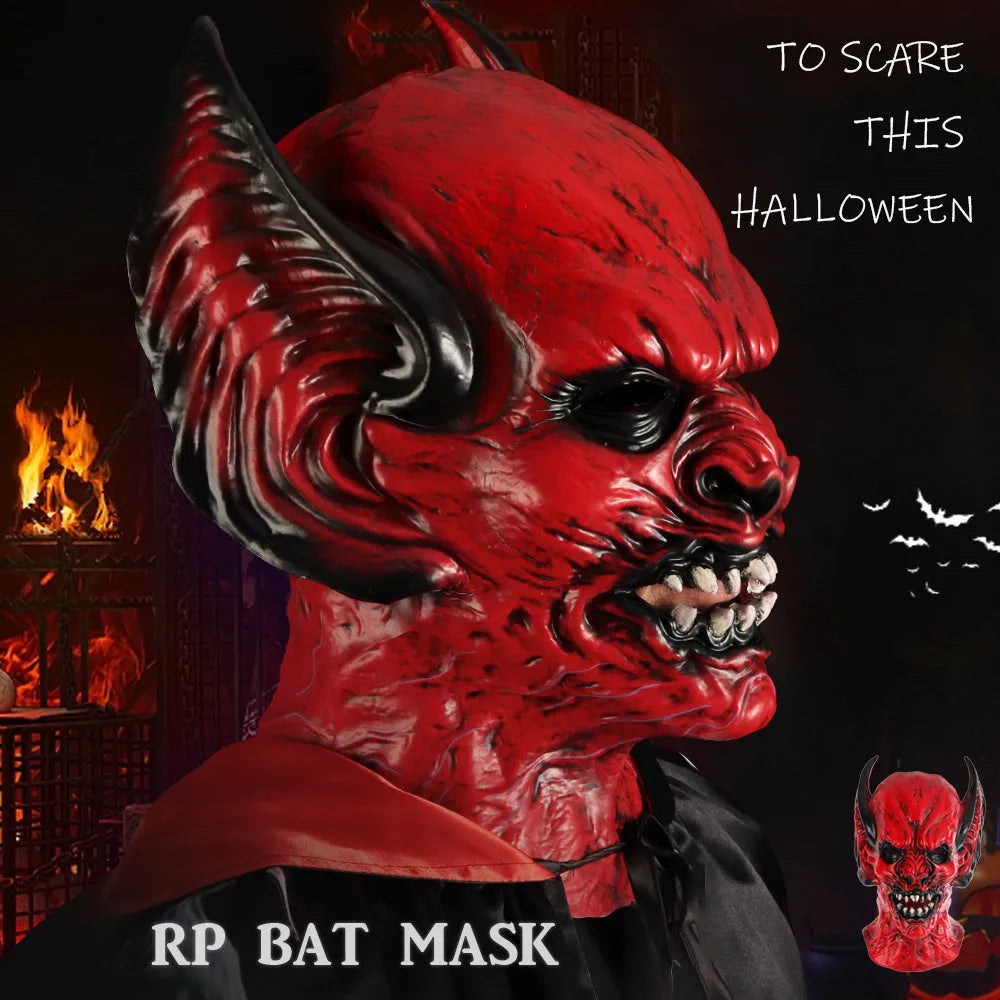 Red bat head cover mask made from RP foam for Halloween and Christmas costume dress-up