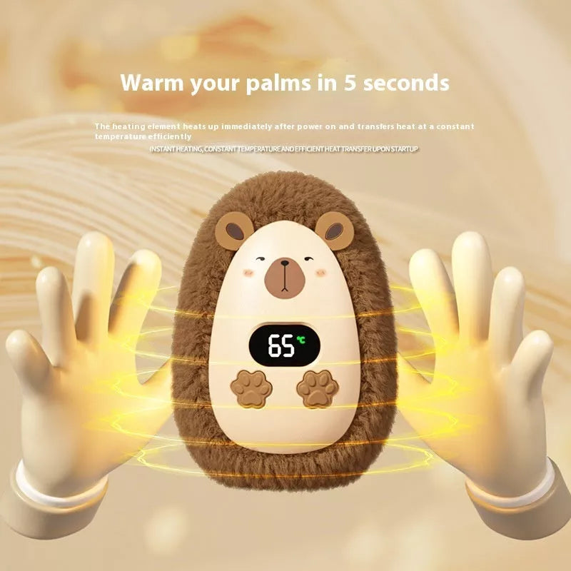 Compact rechargeable hand warmer for outdoor activities with quick heating feature